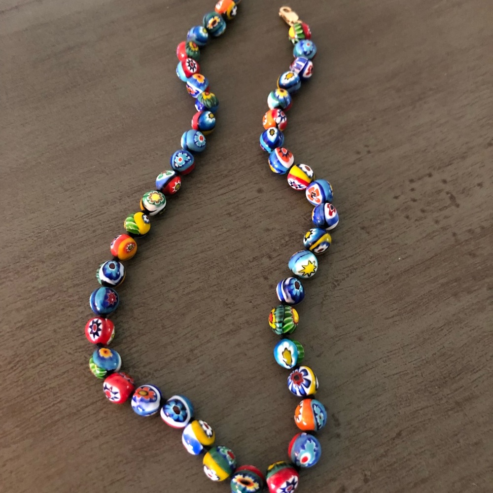 Venetian Glass Bead Necklace and Earrings